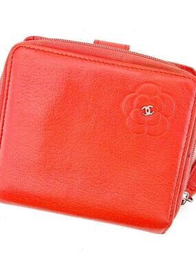 Chanel wallets butterfly camellia pink Silver Ladies Authentic T9427